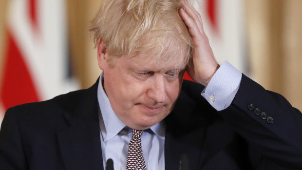 Prime Minister Boris Johnson during a press conference at Downing Street on coronavirus.