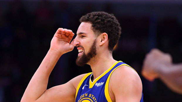 Big night: Klay Thompson of the Warriors scored an incredible 14 three-pointers against Chicago.