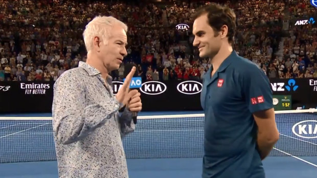 Jetlag is a bugger: McEnroe interviews Federer at the Aus Open.
