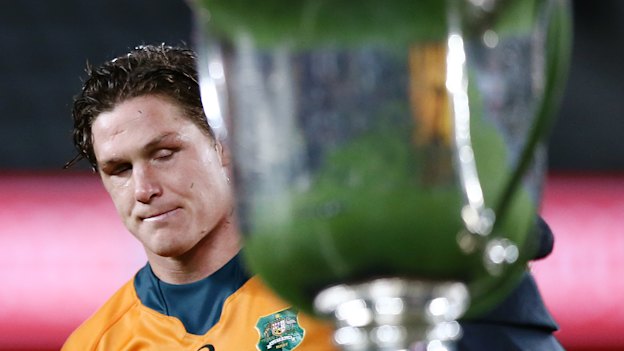 Michael Hooper of the Wallabies looks on after a Bledisloe defeat in 2021. 