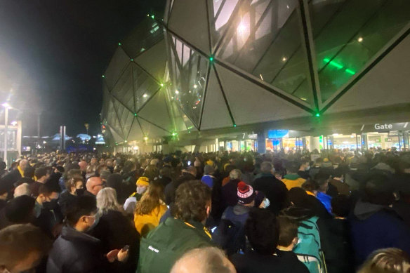 Crowds entering the Wallabies v France match at Melbourne’s AAMI Park last week.
