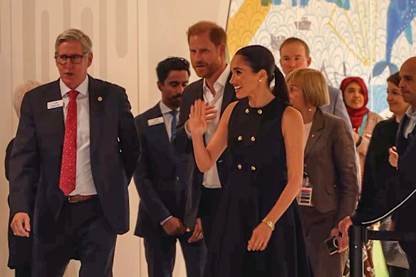 Harry and Meghan arrive at the Royal Children’s Hospital in Melbourne.