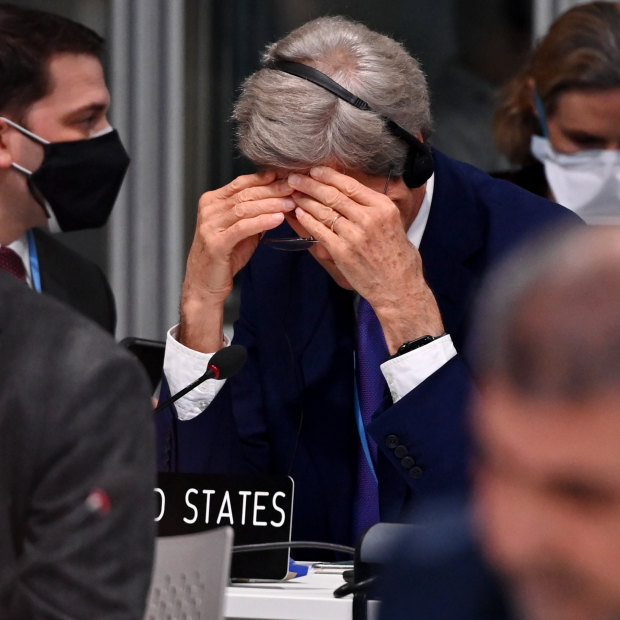 US climate envoy John Kerry during the final moments of the Glasgow climate summit.