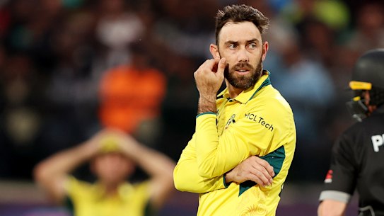 Sidelined: Glenn Maxwell is out of Australia’s match against England due to concussion.