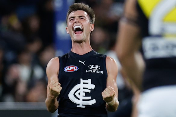 Jagga Smith celebrates after the siren.