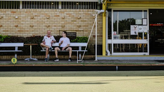 Camp Hill Bowls Club Chair Scott Walton (left) and secretary Callum Melican.