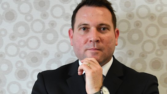 Football Federation Australia (FFA) Chief Executive Officer James Johnson poses for a photograph after a press conference at FFA offices in Sydney, Wednesday, 15 January 2020. Photo: Sam Mooy/The Sydney Morning Herald