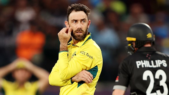 Sidelined: Glenn Maxwell is out of Australia’s match against England due to concussion.