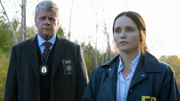 Michael Cudlitz as Paul Krendler and Rebecca Breeds as Clarice Starling in Clarice.