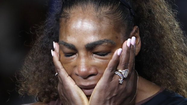Tension: Serena Williams after losing the US Open final.