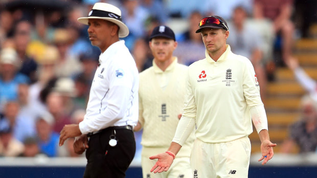 England players appeal to umpire Joel Wilson during day one.