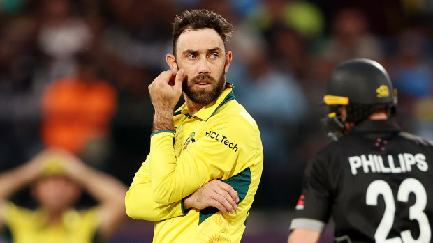 Sidelined: Glenn Maxwell is out of Australia’s match against England due to concussion.