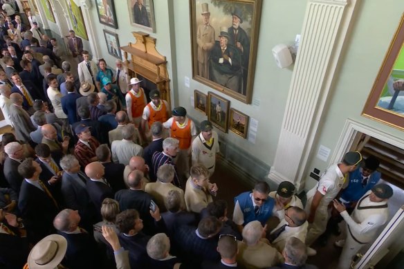 Australian players are heckled and abused in the famous Lord’s Long Room.
