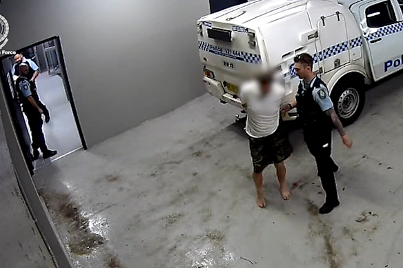 Christopher Grantham was taken to Gosford police station on Wednesday night and charged with the murder of his 80-year-old father. 