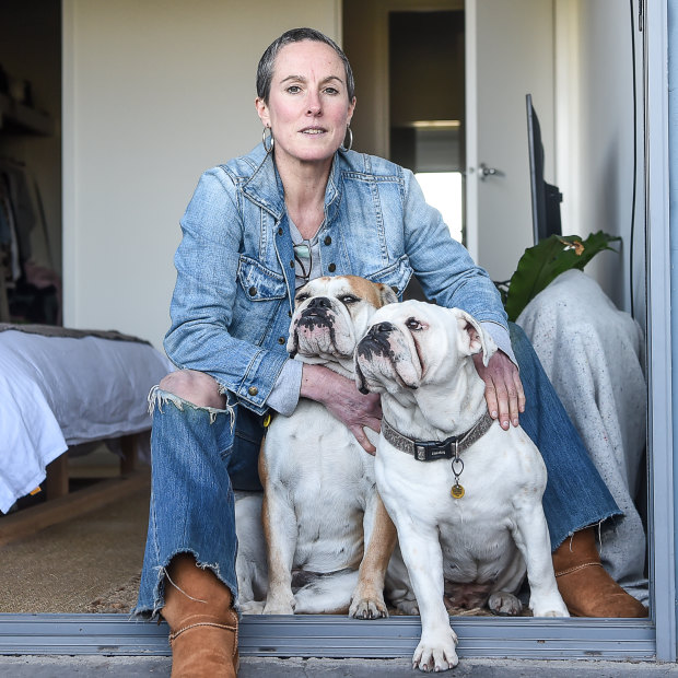 Jane Marshall was diagnosed with breast cancer in January and has spent both lockdowns self- isolating with her bulldogs Maggie and Morgaine.