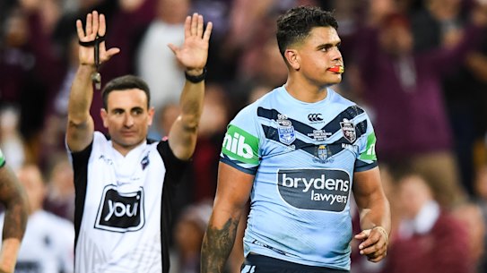 Professional foul: Latrell Mitchell is sent for 10 minutes in the sin bin. 