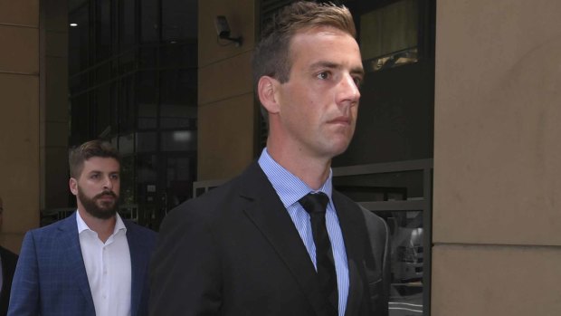 John Edney and Brad McLeod outside the Magistrates Court in 2019.