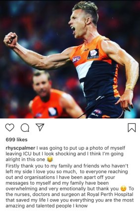 Rhys Palmer's Instagram post on Thursday. 