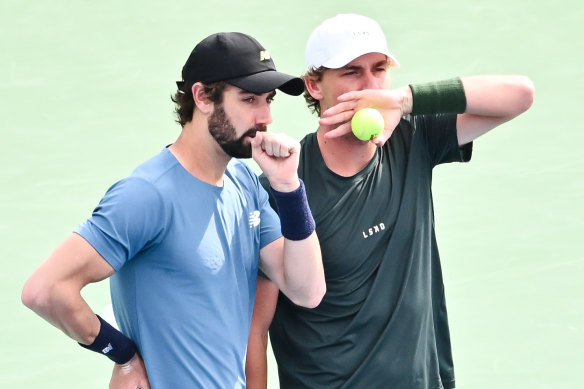 Australians Jordan Thompson and Max Purcell are doubles teammates but also both in the world’s top 100 for singles.