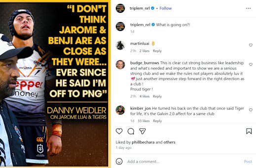 Martin Luai, Jarome Luai’s father, has liked an Instagram post alluding to a deteriorating relationship with Benji Marshall.