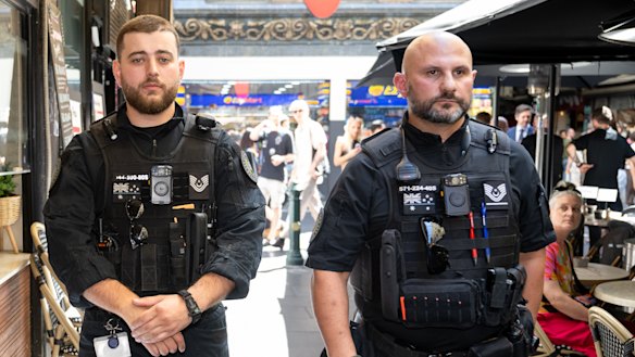 Security guards in the City of Melbourne. Maribyrnong Council has also hired private security to patrol crime hotspots.