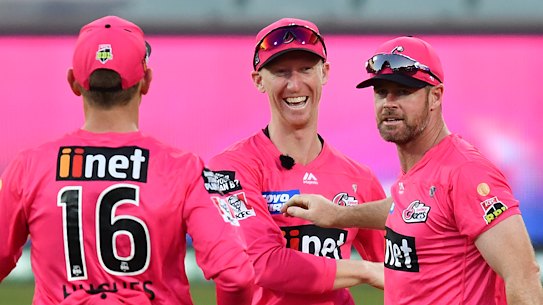 Daniel Hughes, Jordan Silk and Dan Christian celebrate another win during a great season for the Sixers.
