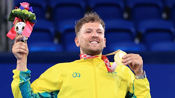 Dylan Alcott after his men’s quad singles gold medal in Tokyo. 