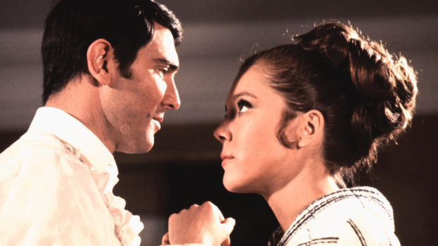 George Lazenby with Diana Rigg in On Her Majesty’s Secret Service.