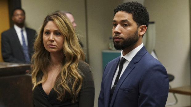 Actor Jussie Smollett appeared in a Chicago court with his attorney, Tina Glandian.
