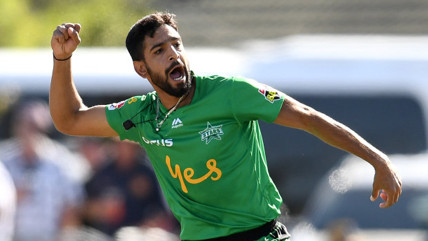 Starring role: Haris Rauf helped his Melbourne Stars side to a comfortable win over the Hobart Hurricanes.