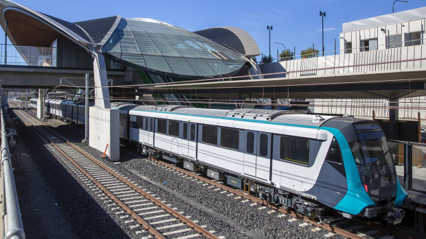 A driverless metro train at the new Tallawong Station in Sydney's north west.