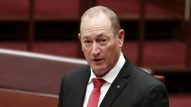 Fraser Anning delivers his first speech in the Senate. 