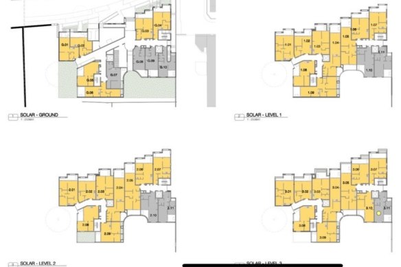 A solar survey of the nsw government’s planned development at 82 Wentworth Park Road, Glebe, commissioned by the Glebe Society, shows eight dwellings (in grey) will get less than 15 minutes of sun in the middle of winter. The rest (in yellow) will receive at least two hours.