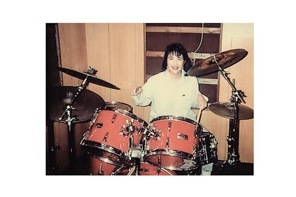 Above: Takaichi, here in her photo captioned “Drum playing”, was a fan of Black Sabbath from an early age.