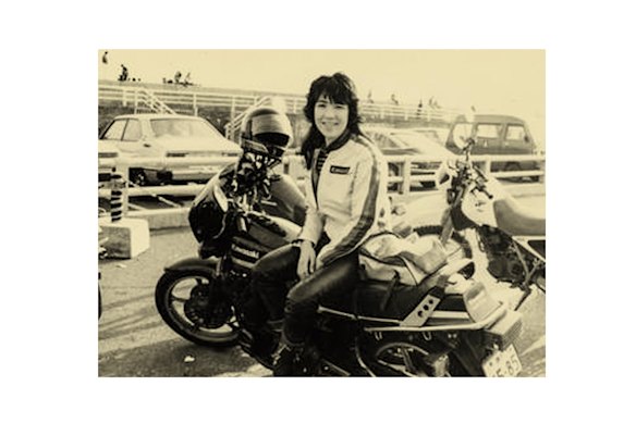 Above: Takaichi with her Kawasaki motorbike in an undated photo from her website.