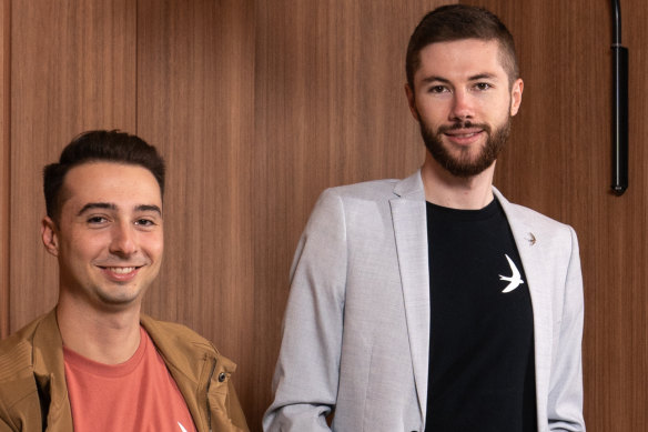 Alex Harper and Angus Goldman, co-founders of Swyftx, have had to lay off 40 per cent of staff.