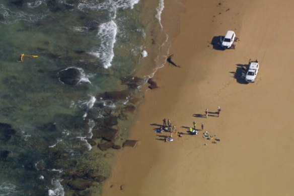 The three people on board the helicopter were treated on the beach before being taken to hospital with serious injuries.