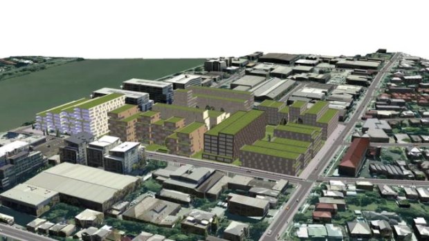 A 3D model of a development scenario in Brisbane’s West End produced using ESRI’s CityEngine program.