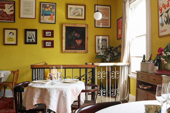 Inside Bar Merenda’s intimate second-storey dining room, Bistro Merenda.