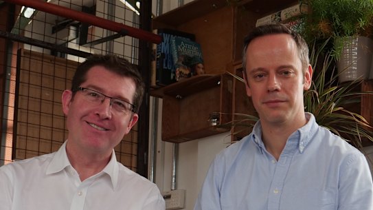 Irithmics founders Grant Fuller and Balázs Boros, who say 14 per cent of the ASX-100 is exposed to their technology.  