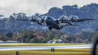 An RNZAF Hercules C-130 takes off from Whenuapai airbase near Auckland on Tuesday bound for Noumea, New Caledonia, on a mercy mission to rescue stranded New Zealand tourists.