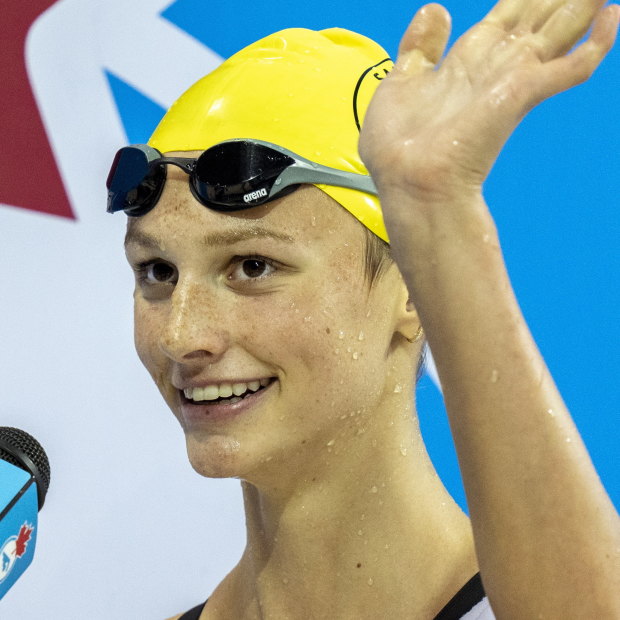 Summer McIntosh is all smiles after one of her five victories at last month’s Canadian trials.