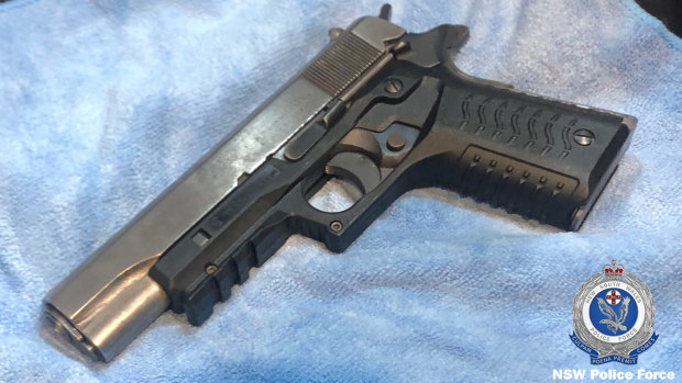 One of the firearms seized by police during raids at Botany and Rockdale in August. 