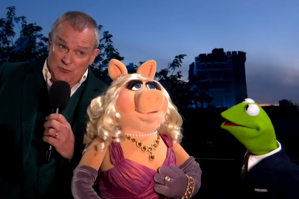 Kermit the Frog and Miss Piggy joined Hugh Bonneville as celebrations got underway for the coronation of King Charles at Windsor Castle.