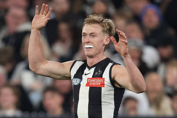 On the move: Collingwood’s Joe Richards wants to head to the Power.