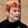 One Nation leader Pauline Hanson and barrister Sue Chrysanthou, SC, arrive at the Federal Court in Sydney on Monday.