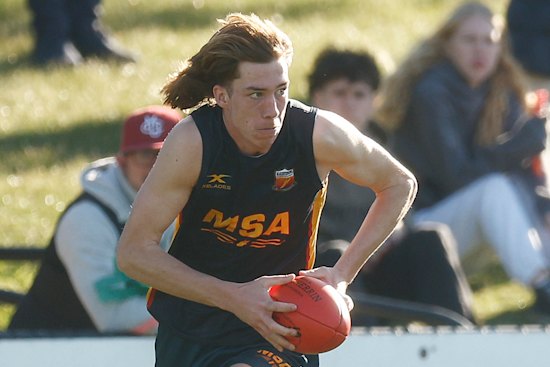 Bulldog father-son selection Jordan Croft playing for Maribyrnong College earlier this year.