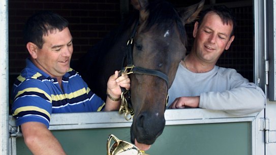 Mike Moroney and his brother Paul with 2000 Cup winner Brew.
