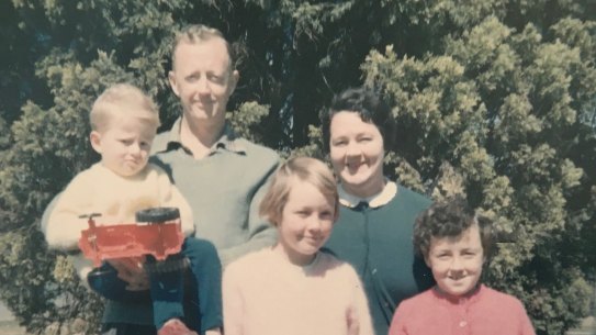 The Woods family in 1966 (the author is at right). Out of Alan’s earshot, the children’s mother Margaret strived to dilute his messages of shame and failure.