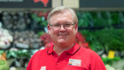 Coles chief executive Steve Cain in the fruit and vegetable aisles. 